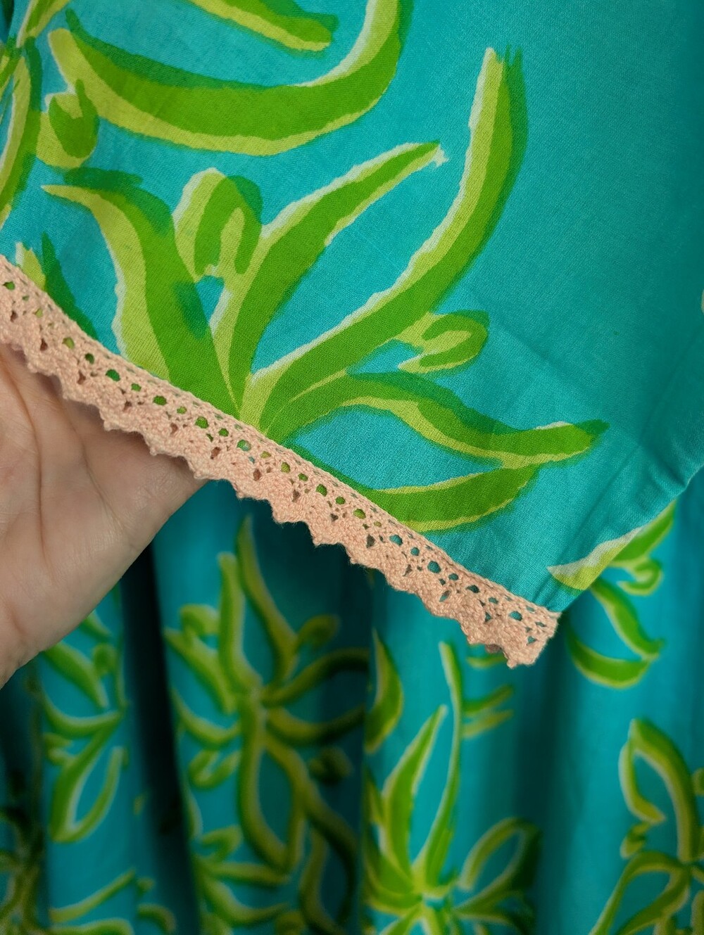 Moda Turquoise and Lime Green Floral Off-Shoulder Tunic - Picture 2 of 4